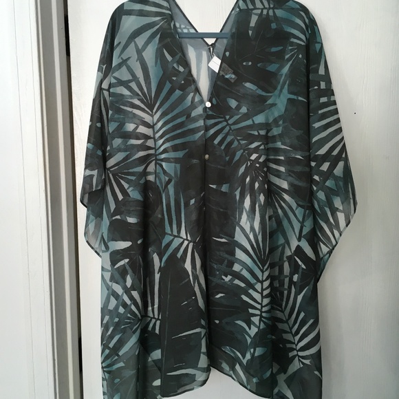 Marla Wynne Blue/Green Chiffon Overlay Tunic - Picture 1 of 3